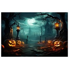 7x5ft Halloween Backdrop Horror Moon Night Pumpkin Photo Party Prop