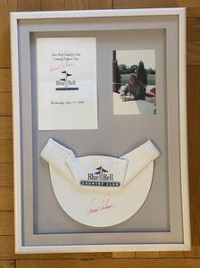 Arnold Palmer Signed Rare Red Ink Double Auto Clubhouse Hat & Pamphlet JSA LOA!