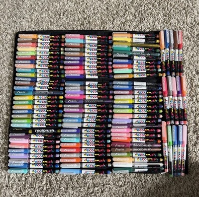 LOT OF 106 NEW Karin Pigment Decobrush Marker Acrylic Permanent Ink Brush Tip