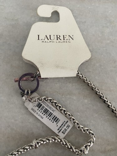 NWT Lauren Ralph Lauren Silver Tone Wheat Chain Necklace 39.75” - Picture 3 of 3