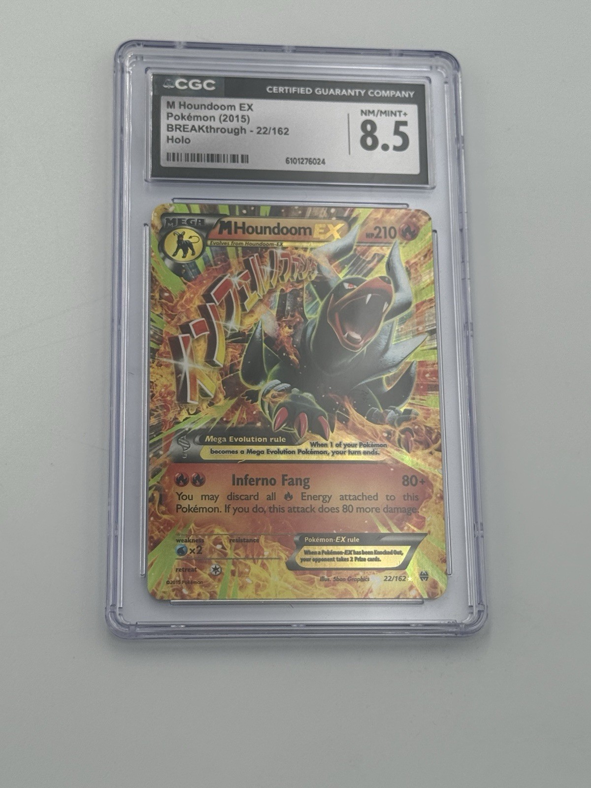 CGC 8.5 M Houndoom EX 2015 BREAKthrough 22/162 Holo Pokemon Card