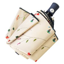 Cuby Travel Umbrella Compact Folding Auto Open and Close for 42 inch, Flowers