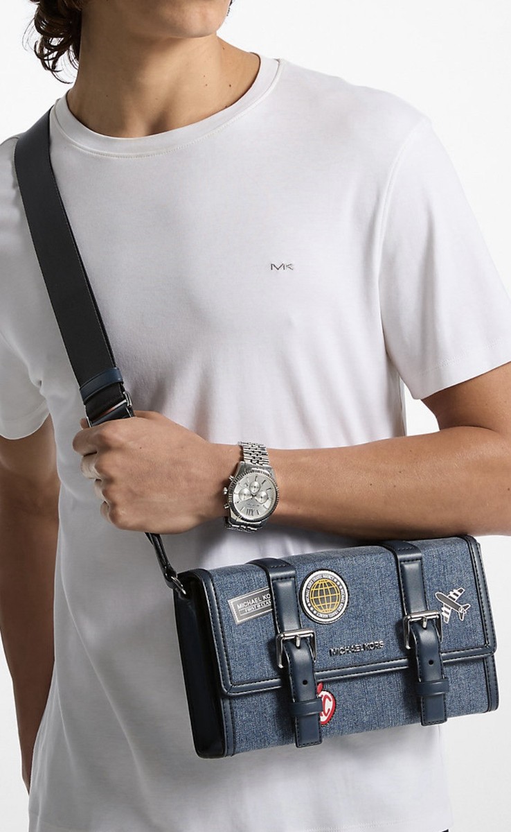 バッグ MICHAEL KORS Michael Kors Cooper Embellished Denim Trunk Crossbody Bag | eBay