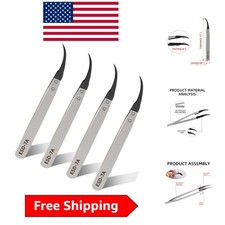 4pcs ESD-7A Anti-Static Precision Tweezers Set - Stainless Steel Interchang...