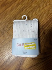 Cat Jack Fashion Tights NEW 2T-3T white with pastel dots