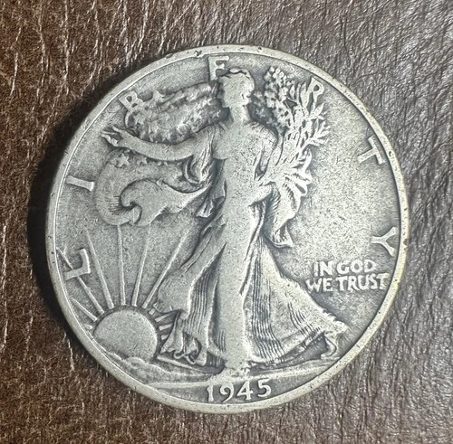 1945 D Liberty Walking Half Dollar Silver Circulated Business Strike Denver Mint
