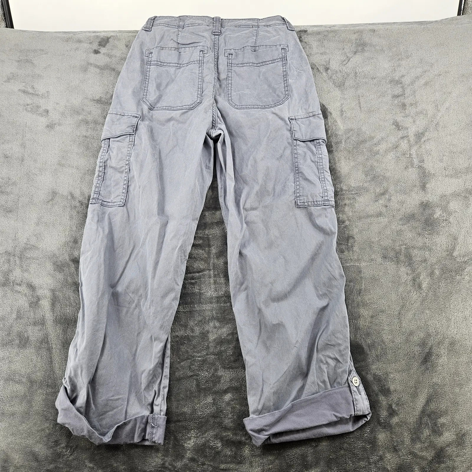 M&S Womens Cargo Trousers UK 6 Regular Graphite Lyocell Stretch Straight Leg image 3