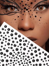 2pcs Black 3D Rhinestone Face Gems Stickers For Festival Party Makeup
