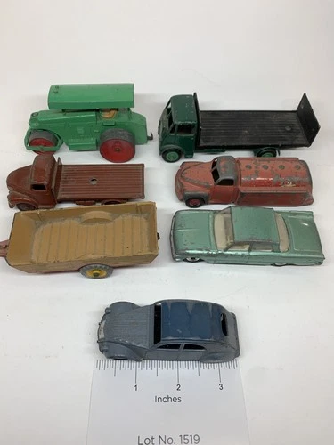 LOT OF VINTAGE  DINKY  USED CARS AND TRUCKS SEE PHOTO FOR CONDITION LOT#1519