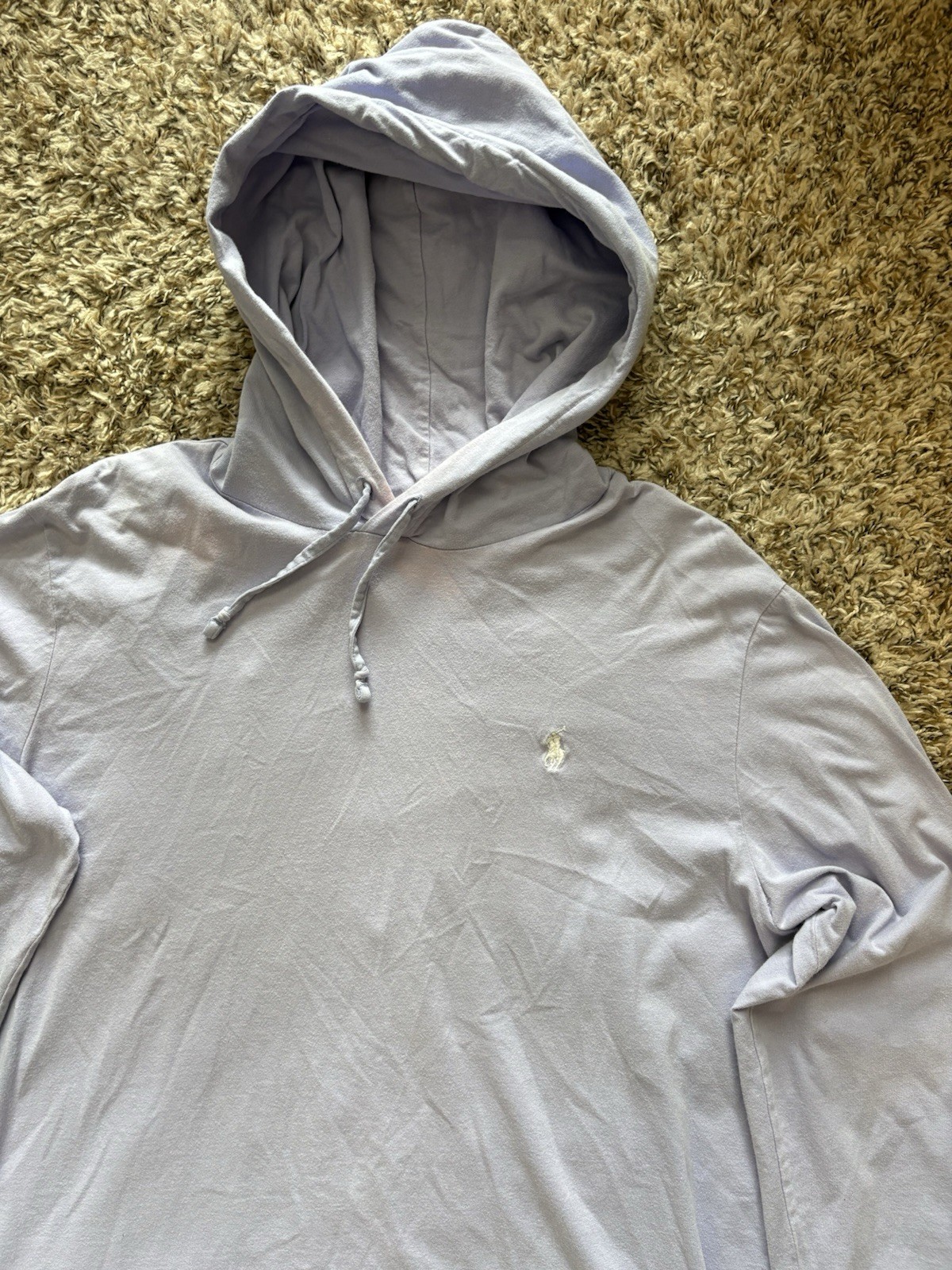 Polo Ralph Lauren Felpa con Cappuccio Camicia Leggera Pony Lavanda Viola Uomo Taglia Large