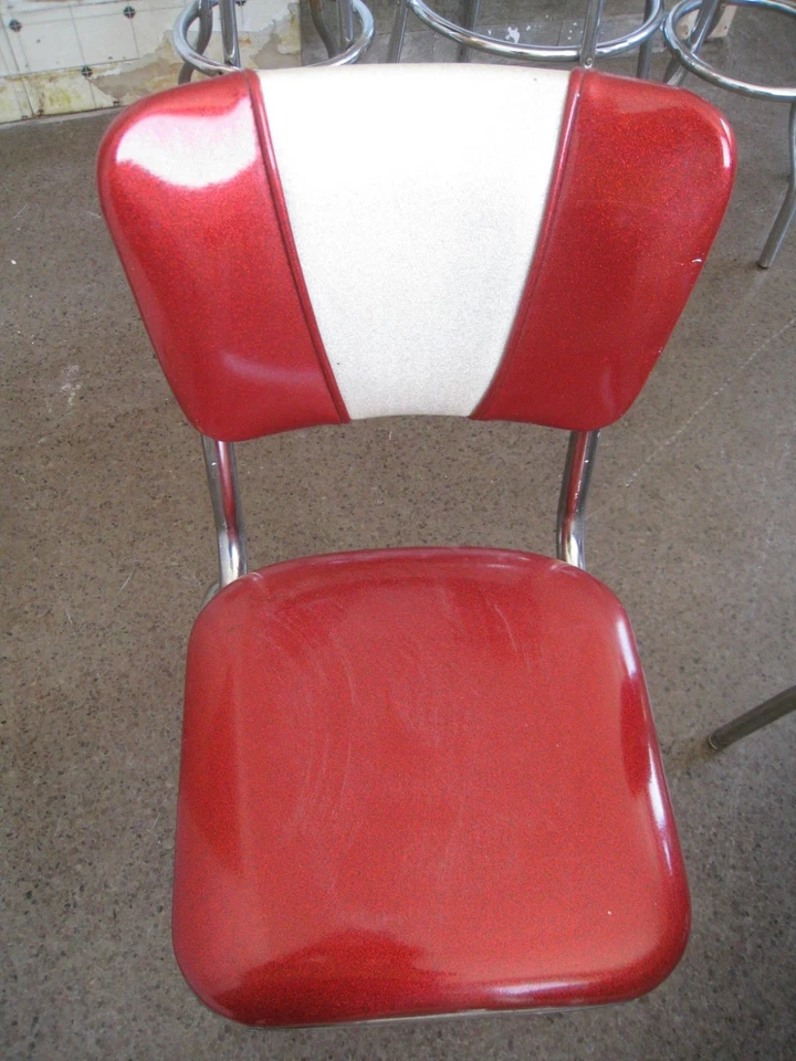 JUEGO DE MESA Y 4 SILLAS RETRO MCM LOOK BY COASTERS COMPANY ROJO SOLO RECOGIDA LOCAL Foto 2 de 4