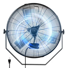 24 Inch Industrial Wall Mount Fan 3 Speed Ventilation Fan High Velocity Black