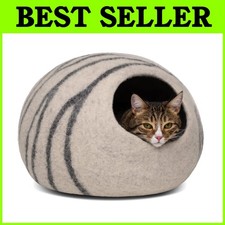 Felt Cat Bed for Indoor Cats, Light Grey