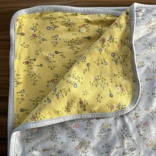 Vintage Gymboree Blue Yellow Floral Reversible Baby Blanket 2000 Y2K Rare