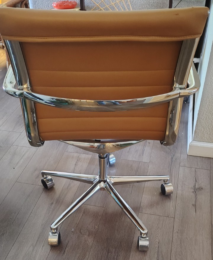- Rolling Chair With Arms-metal Base And Arms-