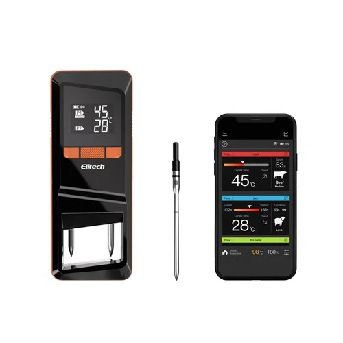 Bluetooth 2 Probes Meat Thermometer Wireless Roast BBQ Turkey Kitchen Cooking