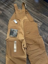 VTG CARHARTT USA Made Brown Duck Mens 42x32 Lined Double Knee Bib Overalls 2