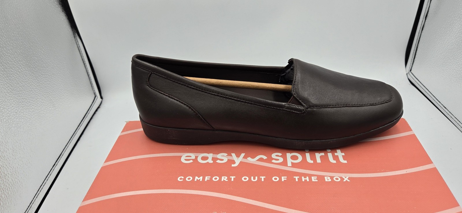 Easy Spirit Devitt 10 Shoes Womens Size 9.5W Dark Brown Leather Loafer Comfort