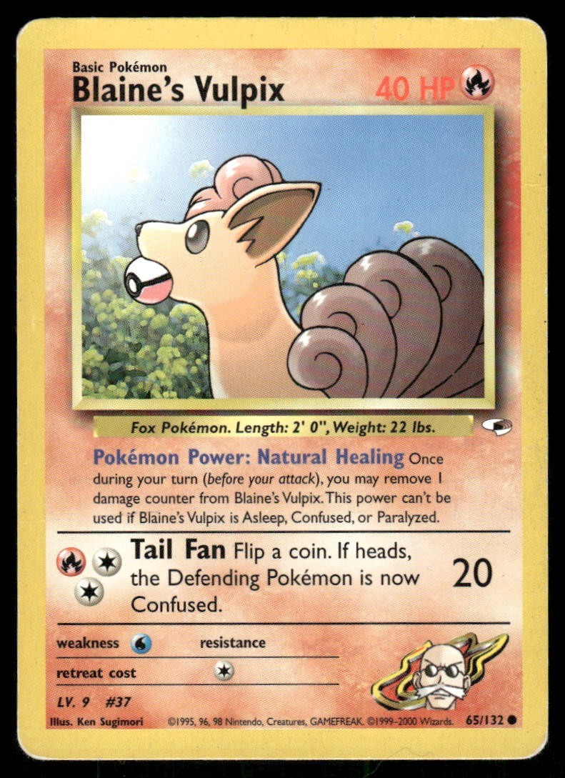 Pokemon Tcg Blaine's Vulpix #65 Pokemon Gym Heroes MP