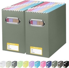 File Organizer Box, Cardboard File Folder Organizer with Handle for Letter Size,