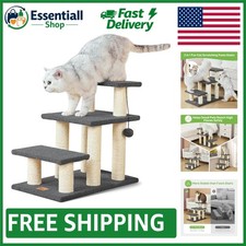 3-Step Pet Stairs  Scratching Post for Cat  Dog Climbing - 150 lbs Heavy Duty