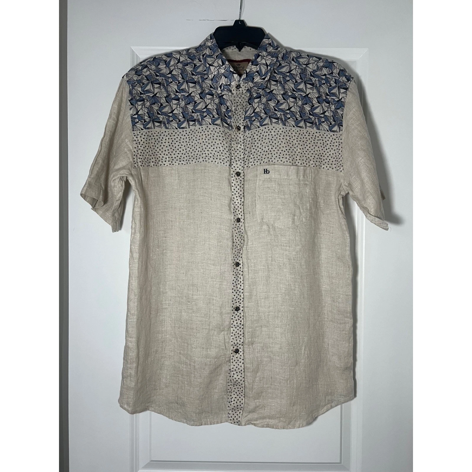 Hi Beryl 100% Linen Men's Shirt Size Large Resortwear Vacation Beacg