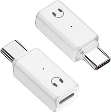 AreMe USB C to Headphone Jack Adapter, Type C Male Converter White, 2 Pack