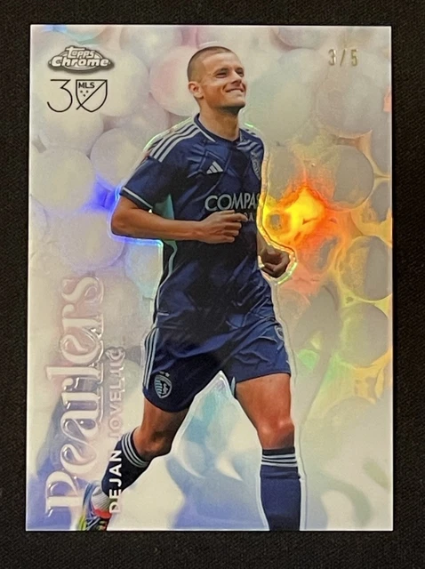 2025 MLS Topps Chrome Dejan Joveljić Pearlers /5 White Pearl SSP Sporting KC