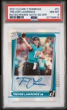 PSA 8 2021 Clearly Donruss Trevor Lawrence #51 Rated Rookie Auto Silver /10
