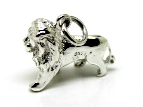 Genuine Solid Sterling Silver 925 Lion 3D Pendant Or Charm - Picture 8 of 16