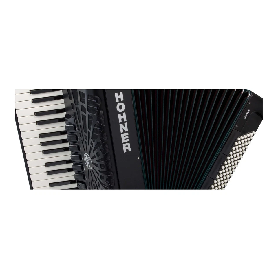 Hohner Bravo III 96 Chromatic Piano Key Accordion Jet Black - Image 4 of 4