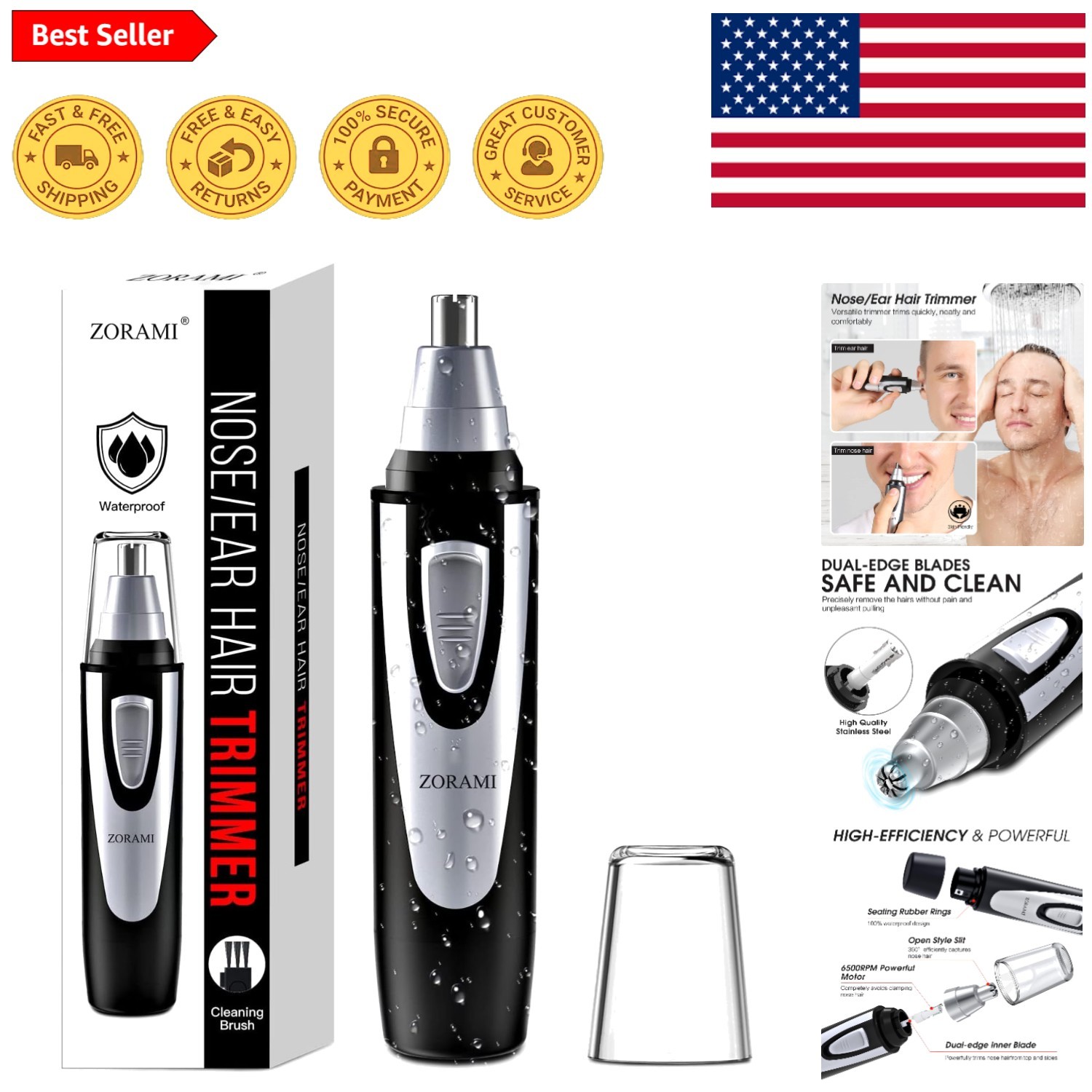Ceramic Dual Edge Hair Trimmer - Waterproof and Whisper-Quie