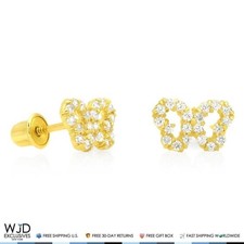 14K Yellow Gold 0.40Ct CZ Open Butterfly Screw Back Stud Earrings