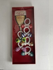 Boston Warehouse  Drink Skirts Wine Glass Marker Mittens NEW Set Of 6 Christmas