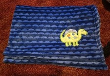 Cribmates Blue Dinosaur Baby Blanket Stegosaurus Stripes