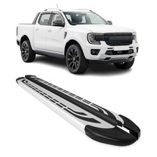 Trittbretter Seitenschweller für Ford Ranger Double Cab 2022-2024 Silber Alu 2x