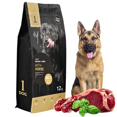Getreidefreies Hundefutter Trockenfutter Hund 12kg mit Pferd Monoprotein 1DOG
