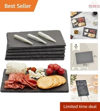 Mini Charcuterie Boards 6-Pack Slate Black Cheese & Appetizer Platter Set