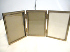 Vintage Brass Gold Filigre Tri-fold Hinged Three Photo Picture Frame  3.5" x 5" — photo 1