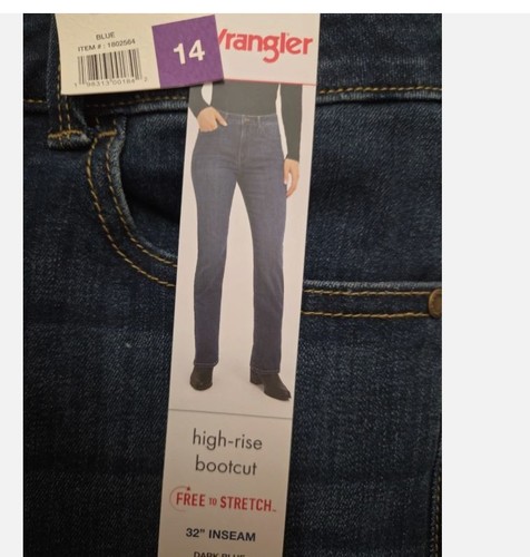 Neuf, Wrangler Bootcut femme taille haute bleu foncé délavé, taille 6 - Photo 2/3