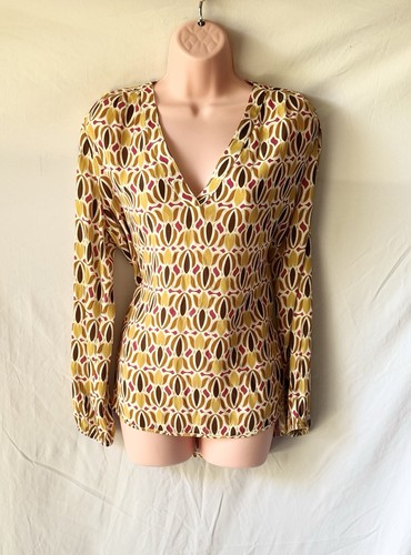 Maria Bellentani Top Size S Yellow Patter T Shirt