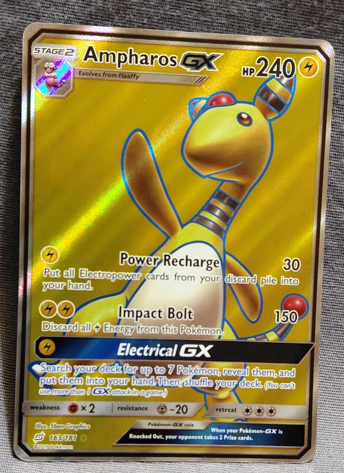 Pokémon Ampharos GX 163/181 Team Up Ultra Rare 2019 = NM