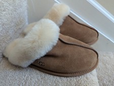 UGG SCUFFETTE II CHESTNUT SUEDE SHEEPSKIN CUFF SLIPPERS SIZE US 10 WOMEN