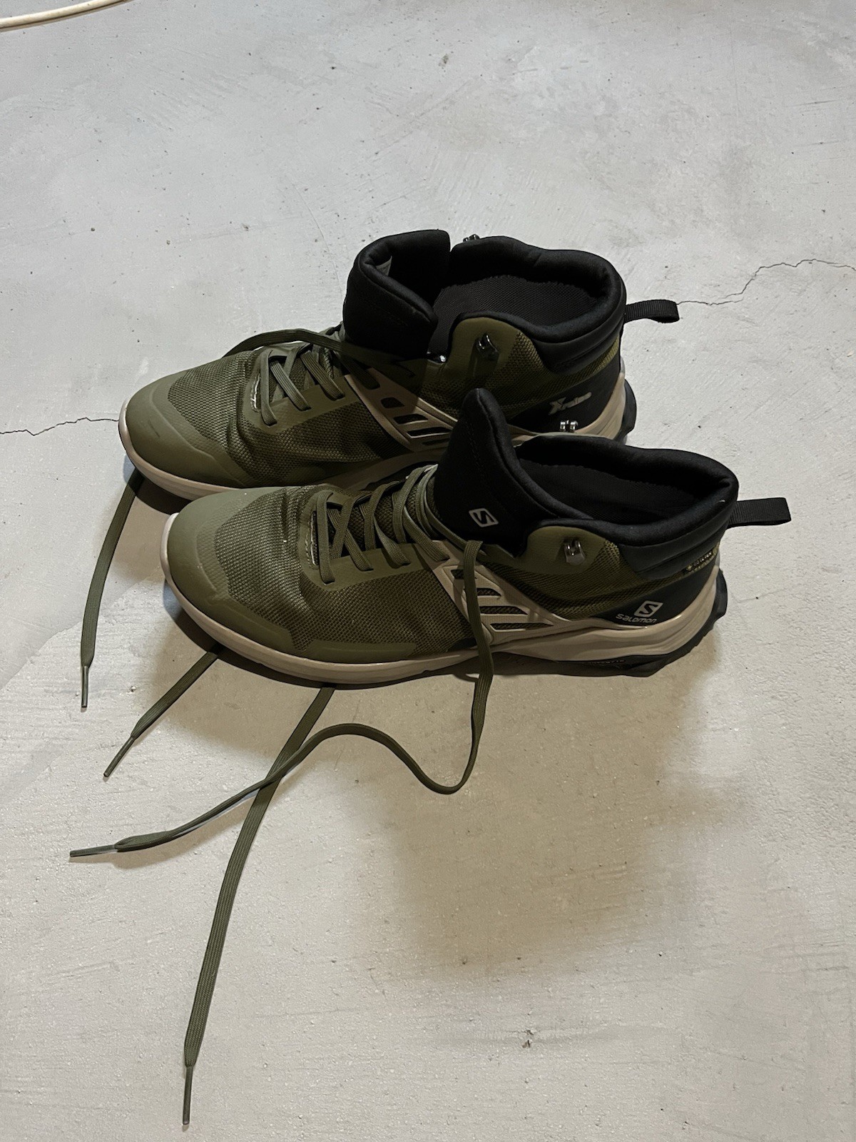 Stivali da trekking Salomon uomo X Raise Goretex verde abbronzatura taglia USA 12 5