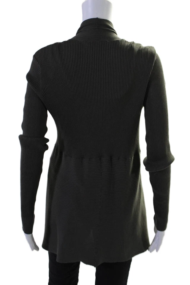 Cárdigan verde algodón por otoño cachemir manga larga frente abierto para mujer talla L Foto 3 de 4