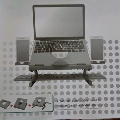 Jelly Comb Foldable Adjustable Laptop Stand X002HQF551 Gray Blue Cooling Knob