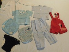 LOT VTG BOYS BABY BOY CLOTHES sz 6-9 month OUTFIT SET OVERALLS DIAPER COVERS 50s