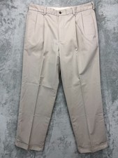 Brooks Brothers 346 Mens Advantage Chino Elliot Pants 36x30 Khaki Pleated Cotton