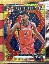 2024-25 Mosaic NBA Debut Yves Missi #255 Choice Fusion Red Yellow /75 (RC)