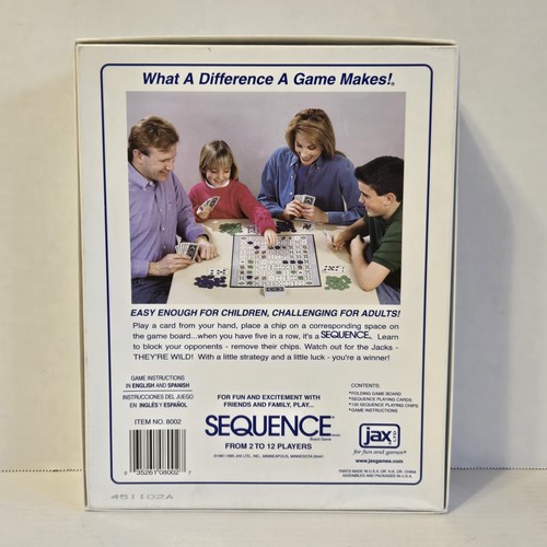 1995 SEQUENCE Board / Card Game, 2-12 Players, Ages 7+, Jax Games **COMPLETE** - Picture 6 of 7